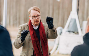 Tuomas Savolainen presenting telescope research