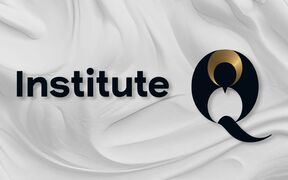 Logo with the word 'InstituteQ' featuring a gold and black circular design, on a white textured background.