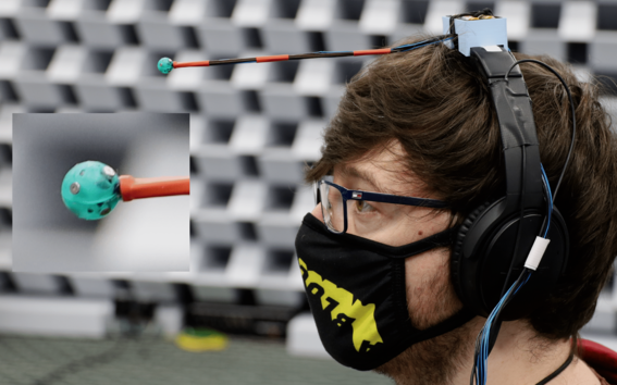 Man with an audio device