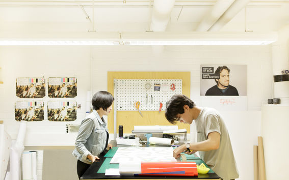 Two students working at the Aalto University Design Factory's PrintLab