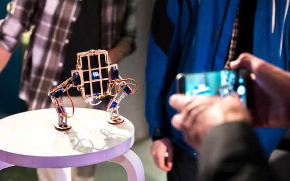 A student-built robot on display at Mechatronic Circus 2018