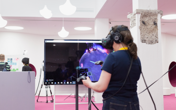 A person using VR headset