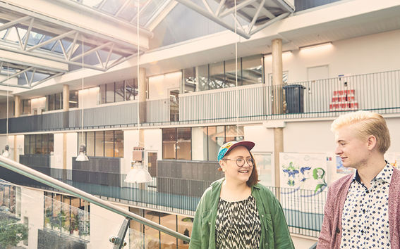Aalto University / two students in the Computer Science building /photography Unto Rautio