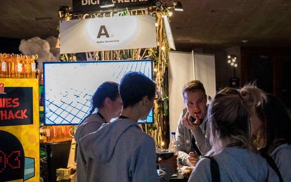 Students discussing their ideas at a Hackathon