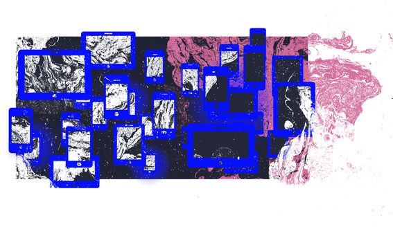 Kuvituskuva mobiililaitteista. Kuvittaja: Taru Happonen