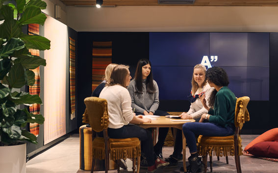 Students meeting at Aalto University