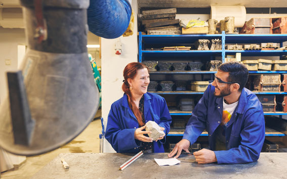 Students at Aalto University's concrete materials laboratory.