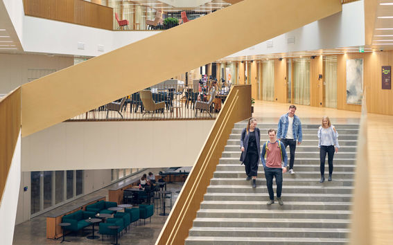 Ekonominaukio 1 staircase to 1st floor. Photo by Unto Rautio.