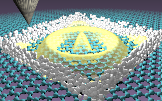 Scanning tunneling microscope tip confining electrons in graphene