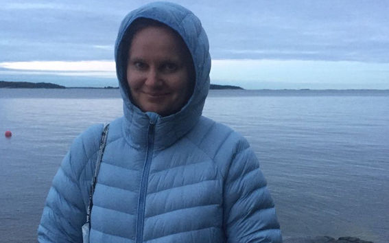 Blue colored portrait of Miia Rinne