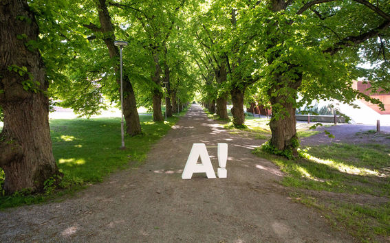 Aalto logo on campus. Photo by Mikko Raskinen.
