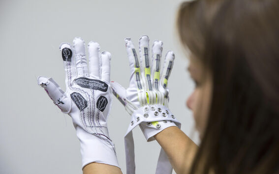 Smart gloves in Wearable Systems Lab, Aalto University. Image: Mikko Raskinen/Aalto University