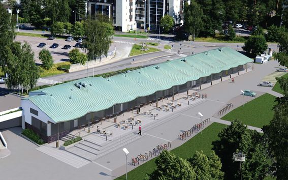 Ostoskeskus terassi havainnekuva