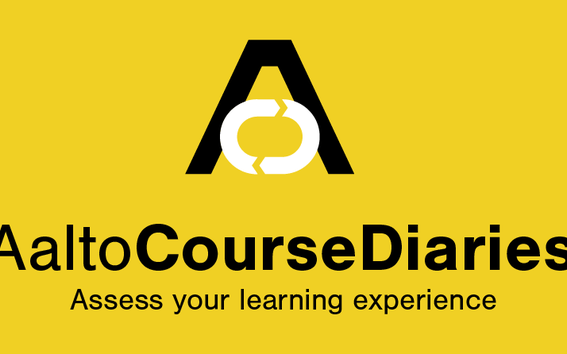 Feature image of Aalto University Course Diary mobile application. It says: "Aalto Course Diary: Assess your learning experience"
