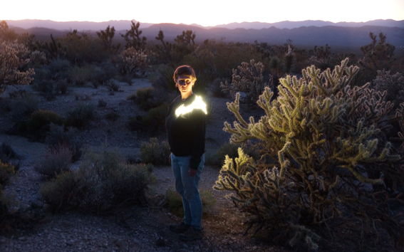 a person in desert wearing an electronic textile