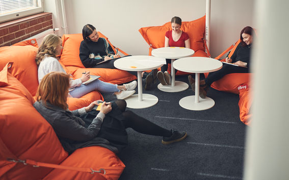 Students studying in a study room. Photo by Unto Rautio.