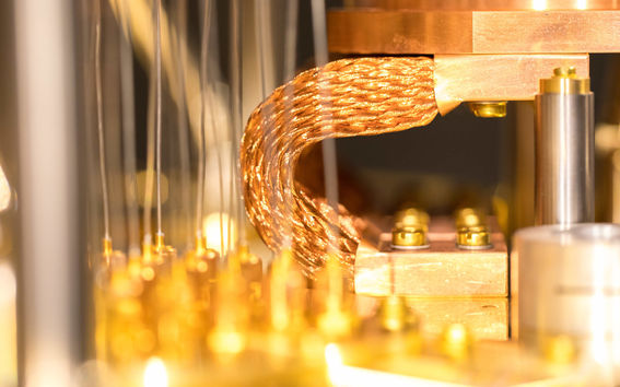 A detail of an exhibition on quantum technology at Aalto University, photo by Mikko Raskinen