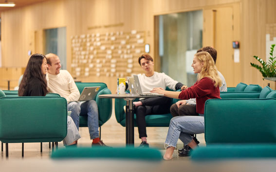 School of Business students sitting