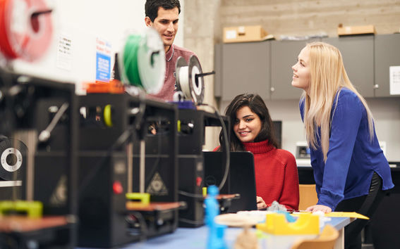 Aalto University's students of science and technology working on a group project in addlab