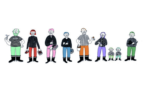 an illustrated family portrait 