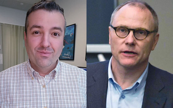 Ths picture shows Assistant Professor Ciprian Domnisoru and Professor, Nobel Laureate David Card. 