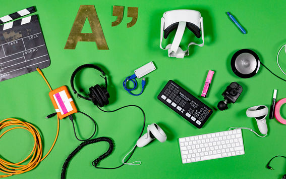 media gear on green background