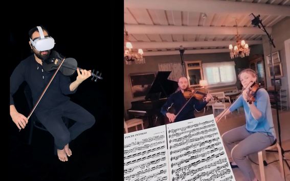 Työelämäprofessori Sebastian Schlecht soittamassa virtuaalimaailmassa. Kuva: Aalto-yliopisto