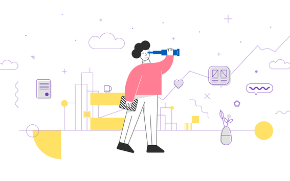 an illustration of a person with a telescope