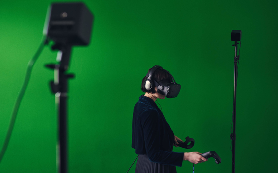 A person in a VR experience