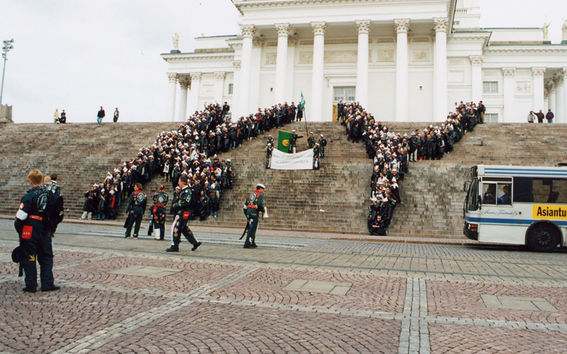 A historical photo of KY's "Mursujaiset" celebrations for new business students