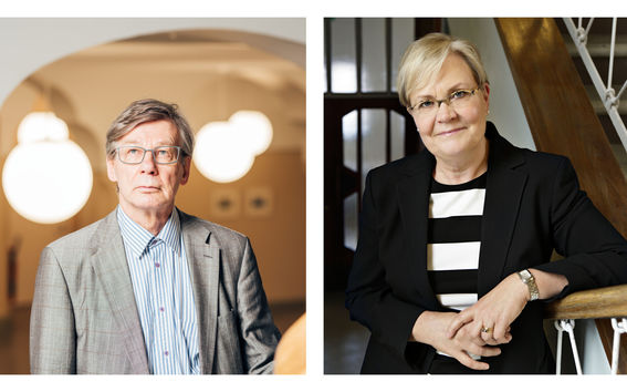 Taloustieteilijät Pertti Haaparanta ja Ritva Reinikka (kuvat: Vilja Pursiainen ja Heikki Tuuli)