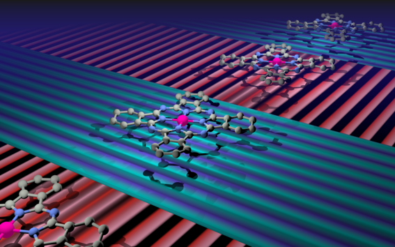 Illustration of controlling internal states of molecules with electric fields.
