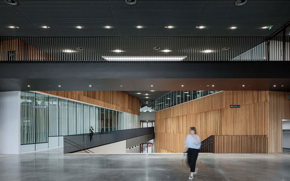 A hazy person in Väre lobby at Aalto University