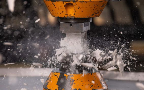 Piece of ceramics exploding