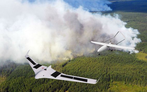 two aerial vehicles Flying 