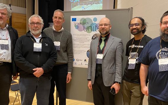 Unite! Space Tech project members Rene Laufer (Luleå University of Technology) Leonardo  Reyneri (Politecnico di Torino), Francesco Mosca (Spacemotionery), Jaan Praks (Aalto University), Quazi Saimoon Islam (University of Tartu), Mykola Ivchenko (KTH).