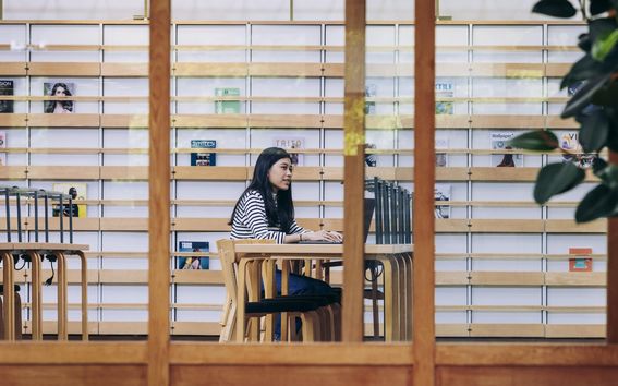Student in the library.