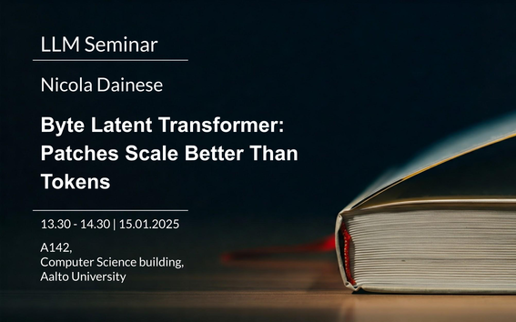 Image with information about the presenter, title, time and place of the event