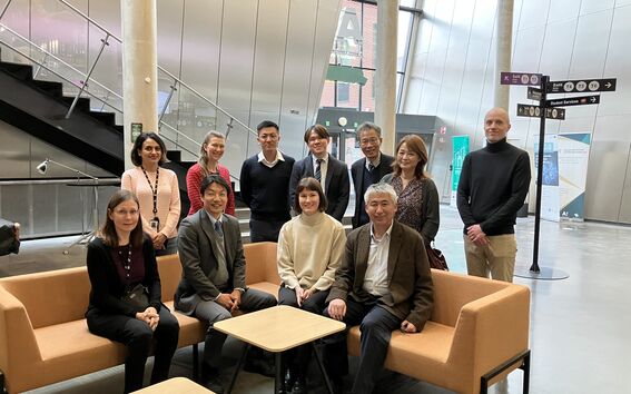 Back: Maedeh Ghorbanian Zolbin (Aalto University), Saija Simola (Aalto University), Norihiro Nishioka (Kyoto University), Tomoyuki Yamamoto (Kyoto University), Yasuyuki Hiramatsu (HealthTech.Lab), Kei Shigaki (Business Finland Japan), Juho-Pekka Mäkipää (University of Vaasa)
Front: Sari Kujala (Aalto University), Taku Iwami (Kyoto University), Iiris Hörhammer (Aalto University), Tatsuya Abe (HealthTech.Lab). Photo: Johanna Viitanen (Aalto University)