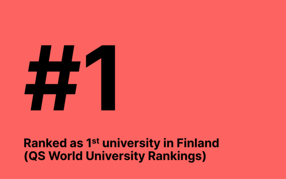 #1 Ranked as 1st university in Finland (QS World University Rankings) against a red background.
