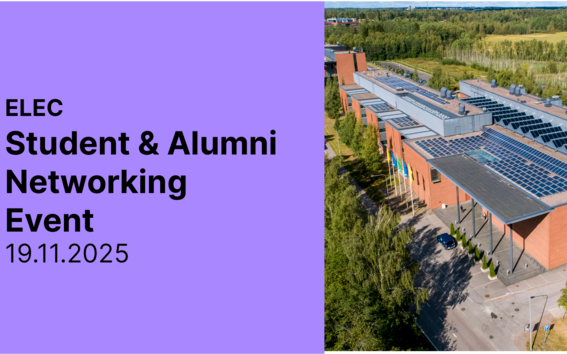 Information about the event, featuring School of Electrical Engineering colours and a photo of the school.