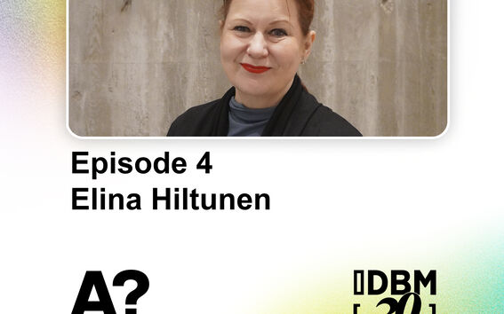 One person standing in front of a concrete wall. Text: Episode 4 Elina Hiltunen. Aalto University logo.