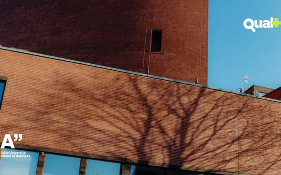 Photo of Undergraduate Centre with Aalto School of Business and Qual+ logos added on top.