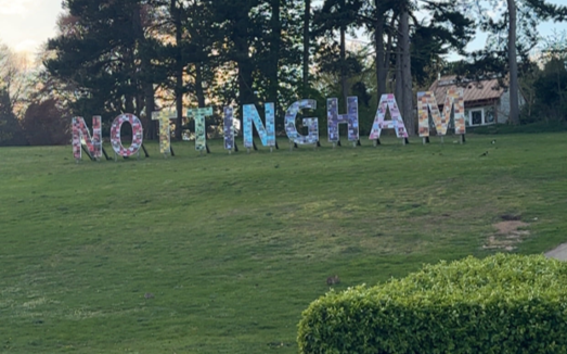 Nottingham sign on a lawn