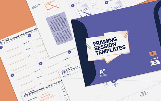 Printed templates scattered on table.