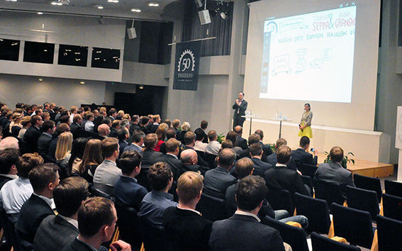 Aalto-yliopiston tuotantotalouden kilta Prodeko järjesti 50-vuotisjuhlavuotensa kunniaksi seminaarin Finlandia-talossa huhtikuussa. Kuva: Auri Väljä.