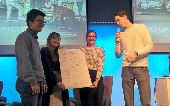 In the kick-off event of the course, students were divided into teams and received their first challenge to solve and present to the other participants. Maxim Afteniy (on the left), Emma Salmela, Katja Nyyssölä and Robert Wölker formed one of the Ministry of the Interior teams.