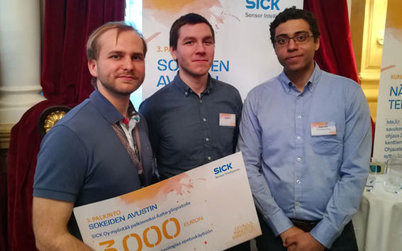 Aalto University's awarded team: Jyri Maanpää (left), Leo Pakola ja Josef Taher. Petri Manninen is absent.