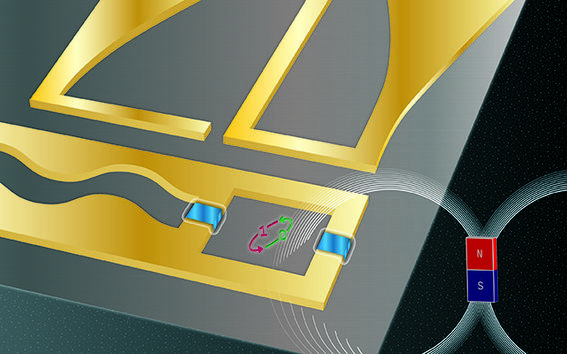 Suprajohtavista alumiiniliuskoista piisirulle rakennettua kvanttibittiä voi käyttää magneettikenttien havaitsemiseen. Kuva: Babi Brasileiro/Aalto-yliopisto