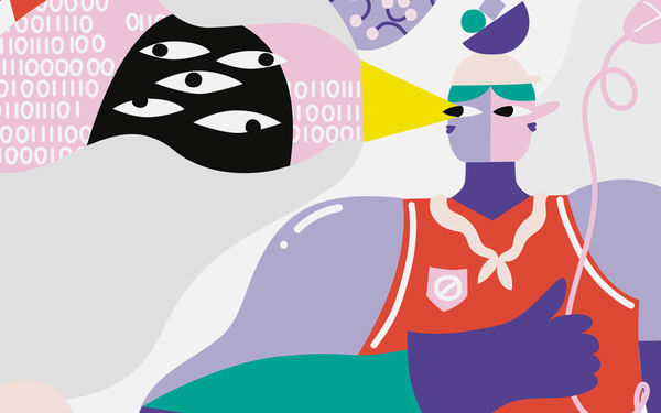 Piirroskuva ihmisen näköisestä sotilaasta, piirroskuva: Sanni Wessman